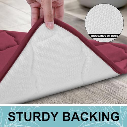OLANLY Memory Foam Bath Mat Rug 47x20, Ultra Soft Bathroom Rugs, Burgundy - Image 4
