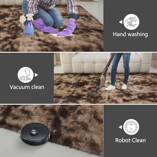 Shag Runner Rug for Bedroom Living Room 3x7 Upgrade Non-Slip Fluffy Soft Bedside Rugs,Shaggy Mottling Brown Carpet for Livingroom Dorm Home Decor Aesthetic - Image 5