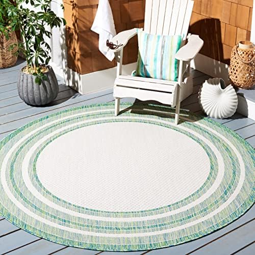 SAFAVIEH Courtyard Outdoor Round Rug 6'7", Ivory & Green CY8475-55712 - Image 7