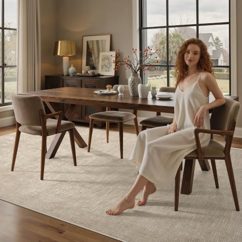 Valenrug 6x9 Area Rugs, High Low Pile Washable Rugs for Living Room, Beige - Image 4