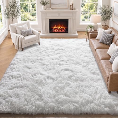 ONASAR White Rugs for Living Room 5x8, Fluffy Shaggy Area Rug for Bedroom, Ultra Soft Plush Large Floor Carpets for Baby Kids Girls Boys Teen Playroom Dorm Nursery Bedside Home Office Decor by ONASAR