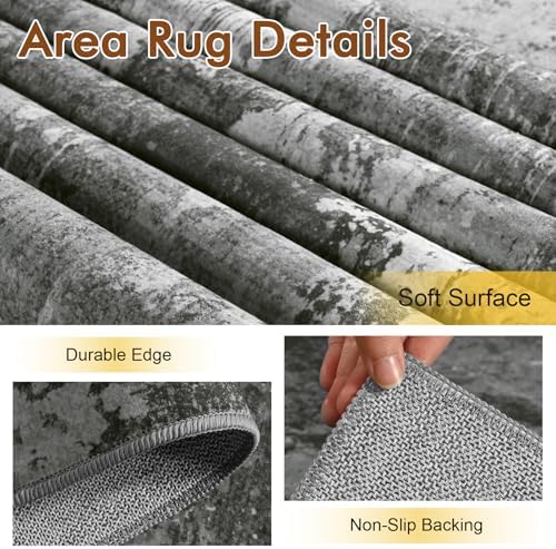 8x10 Ft Abstract Washable Area Rugs for Living Room Dark Grey - Image 6