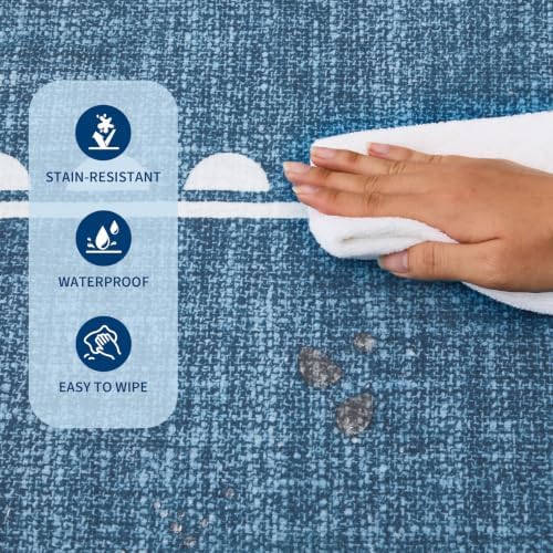 GarveeHome Scalloped Bow Rug 3x5 Washable Rugs for Living Room, Dark Blue - Image 7