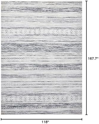Tortania Area Rug Living Room Rugs - 10x14 Washable Large Soft Neutral Boho Moroccan Bohemian Farmhouse Rug Indoor Floor Carpet for Bedroom Under Dining Table Home Office Decor - Grey - Image 2