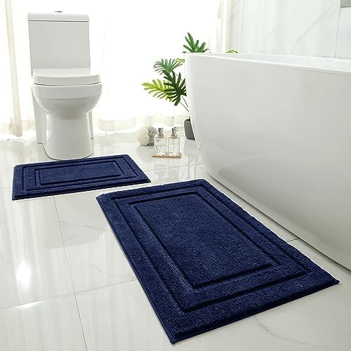 HOMEIDEAS Bathroom Rugs Sets 2 Piece,Soft Non Slip Bath Mat Navy Blue by HOMEIDEAS