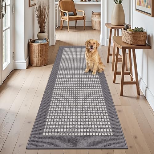 Ileading Laundry Room Runner Rug 2'x6' Non Slip Farmhouse Kitchen Floor Mats with Rubber Backing Machine Washable Grey Indoor Decor Carpet for Doormat Hallway Entryway Petmat Garage Balcony by Ileading