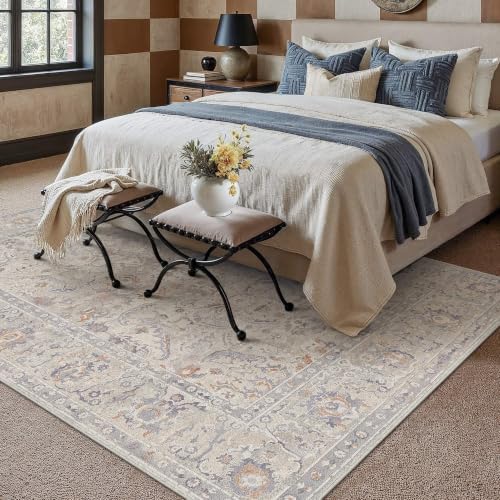 HUGEAR Area Rugs 5x7 Washable Rug Blue Grey - Image 2