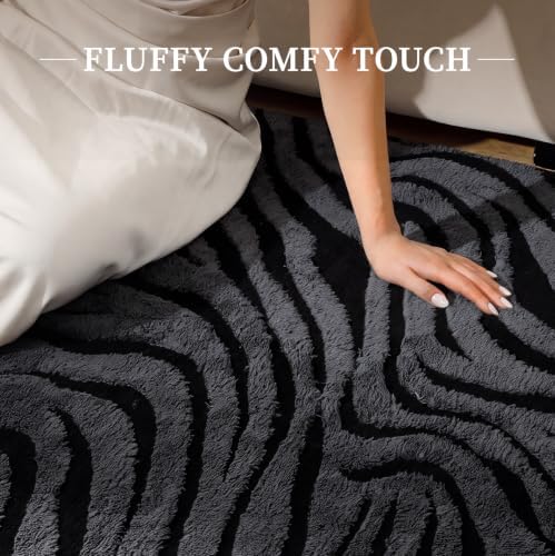 YIHOUSE Zebra Hallway Runner Rugs 2x8: Grey Washable Bathroom Rug - Image 5