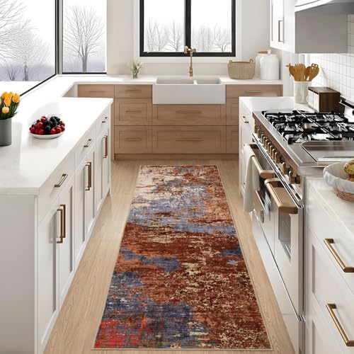 GarveeHome Machine Washable Runner Abstract Hallway Rugs 2x6 Red - Image 2