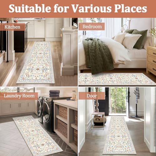 Yamaziot 2x8 Washable Hallway Runner Rug Non Slip Carpet, Colorful Beige - Image 7