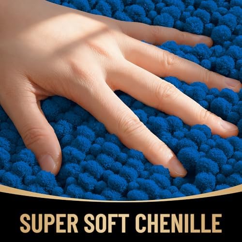 OLANLY Thick Chenille Absorbent Bathroom Rugs Mat 30x20, Deep Navy Blue - Image 2