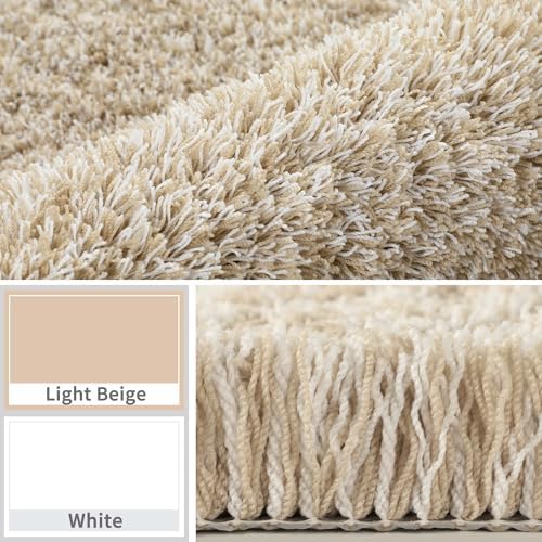 Yimobra Bathroom Rugs Non Slip Washable 36X24, Plush Bath Mat, Beige&White - Image 3