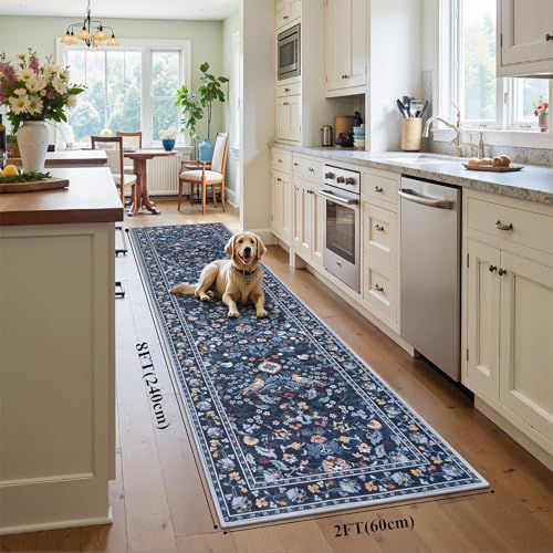 HEBE Hallway Runner Rug 2'x8', Washable Non Slip Kitchen Rug Runner - Image 2