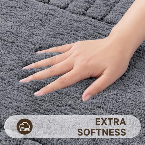Pauwer Bathroom Rugs Set 5 Piece, Microfiber Bath Mat Set, Dark Grey - Image 3