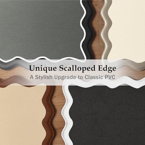 Arenarug Scalloped Kitchen Mats for Floor, Black White Kitchen Rug Set of 2 - Image 2
