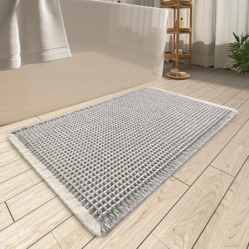 Upgraded Waffle Bath Mat Ultra Absorbent Non Slip Bathroom Mat, 18" x 30" by AMOAMI