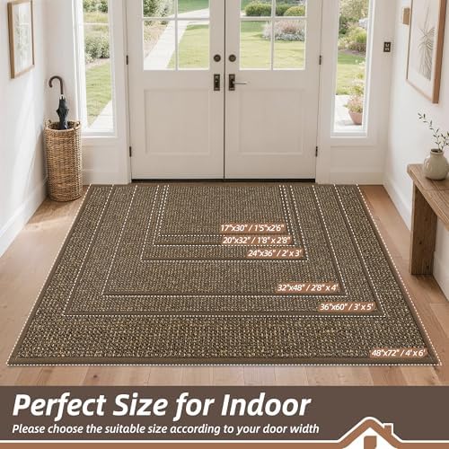 BEQHAUSE Dirt Trapper Door Mat 32" x 48", Non-Slip Washable Doormats, Brown - Image 2