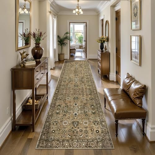 Tangsoo Brown 2.6x12 Hallway Runner Rugs Washable Runner Rug Non Slip by Tangsoo