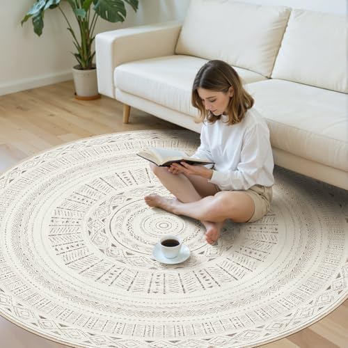 cotiled 6x6 Round Rug 6ft Circle Living Room Boho Area Rugs - Image 5