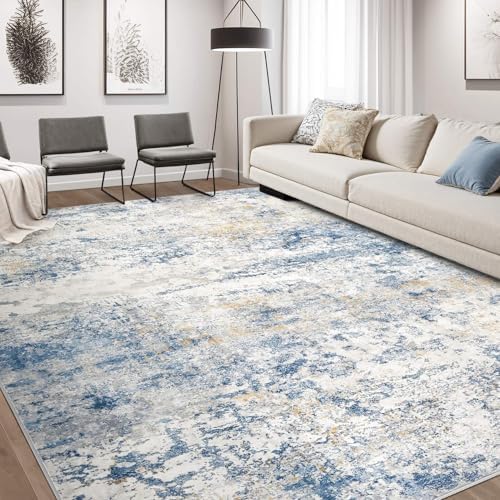DMOYEST Area Rug Living Room Rugs - 8x10 Abstract Large Soft Indoor Washable Rug Neutral Modern Low Pile Carpet for Bedroom Dining Room Farmhouse Home Office - Blue by DMOYEST