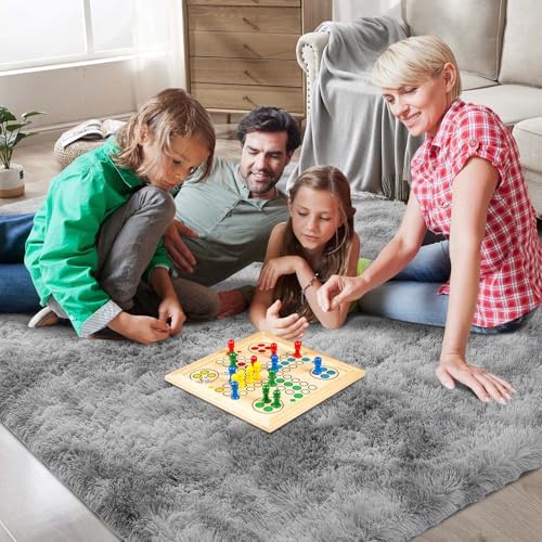 Shag Area Rugs for Bedroom Living Room,4X6 Ultra Soft Fluffy Area Rugs for Dorm,Indoor Carpet Plush Rugs for Home Decor,Tie-Dye Grey - Image 3