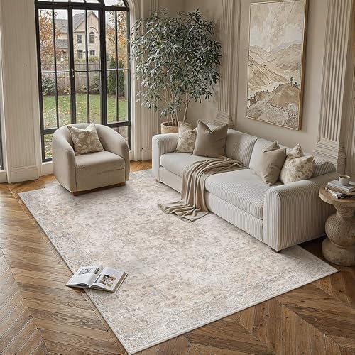 HUGEAR Beige Area Rugs 5x8 Washable Rug Indoor Carpet by HUGEAR