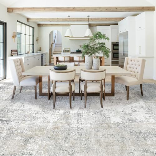 XLUEZ 9x12 Area Rug for Living Room, Washable Modern Abstract Large Area Rug Neutral Soft Non Slip Kids Rug Stain Resistant Indoor Carpet for Bedroom Dining Room Playroom Office(BeigeGrey, 9'x12') - Image 5