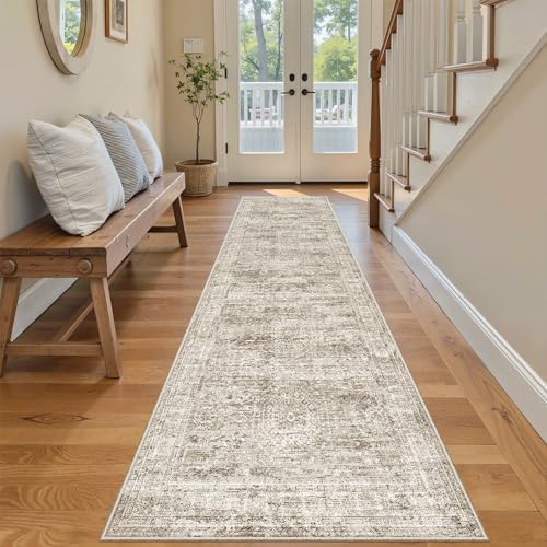 Soalmost Runner Rug 2x8 Washable Non-Slip Hallway Kitchen Runners Brown - Image 3