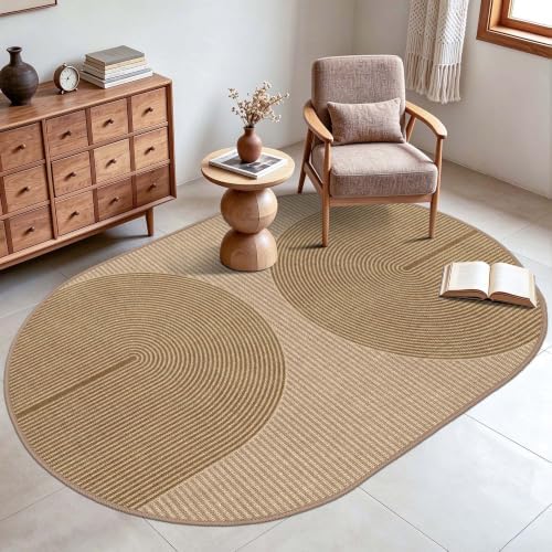 Easy Jute Rug for Pet Homes: Oval Rugs 4x6 - Geometric Arch Pattern - Image 2