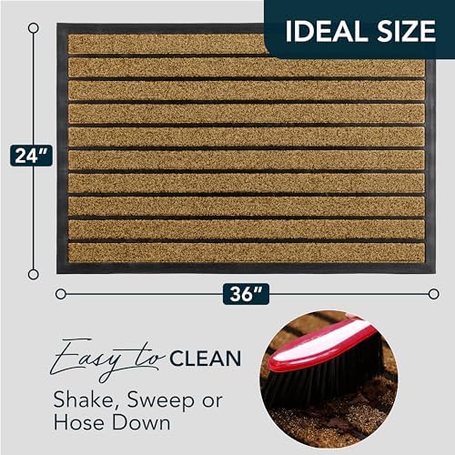 ubdyo Extra Durable Door Mat Outside Entrance (36" x 24", Bright Brown) - Image 2
