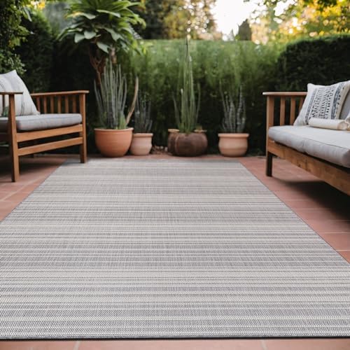 Luul Home Stripe Outdoor Rug 6x9 Washable Outside Carpet for Indoor Patio Porch Waterproof Easy Cleaning Non Shedding Area Rugs Gray 6 x 9 by Unknown