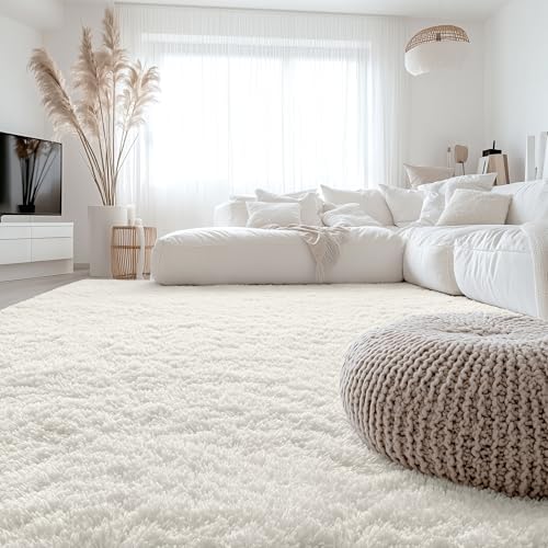OLANLY 9x10 Machine Washable Large Area Rugs for Living Room, Bedroom, Soft Fluffy Shaggy Bedside Rug, Indoor Floor Carpet for Kids Girls and Boys, Dorms, Nursery, Home Decor Aesthetic, Ivory - Image 7