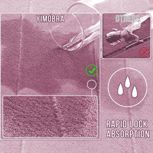 Yimobra Memory Foam Bath Mat, Super Soft Absorbent Bathroom Rug Non Slip, Quick Dry, Machine Washable Floor Carpet for Tub Shower, Home Decor Accessories, 24x17, Mauve - Image 5