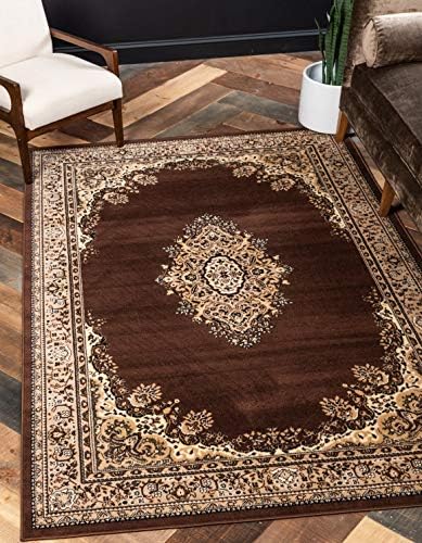 Unique Loom Reza Collection Traditional Persian Style Area Rug, 8 x 10 ft, Brown/Ivory by UniqueLoom