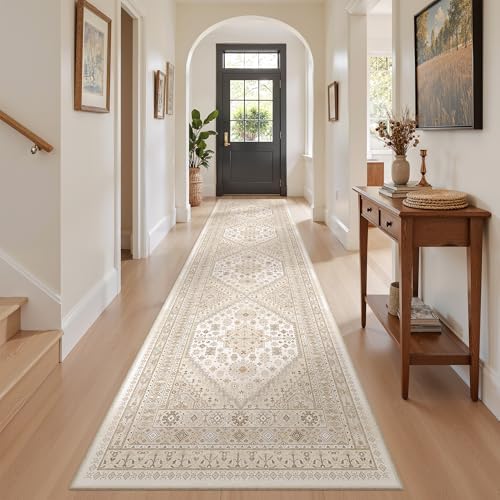 zesthome 2'6 x 10' Runner Rug Non Slip,Washable Kitchen Rugs,Beige - Image 3