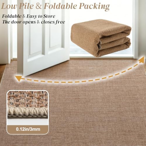 3×5 Easy Jute Rug Washable Rugs Low Pile Outdoor Indoor Farmhouse Neutral Non Slip Rug Modern Carpet Door Mat for Backyard Bedroom Kitchen Porch Patio Nature - Image 6
