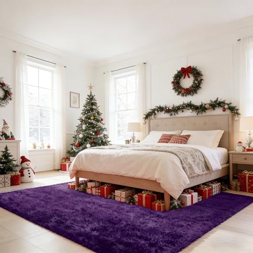 10X14 Large Area Rugs for Living Room Bedroom,Big Shag Rug for Bedroom Dorm,Soft Fluffy Indoor Carpet Plush Rugs for Living Room Home Decor,Purple - Image 3