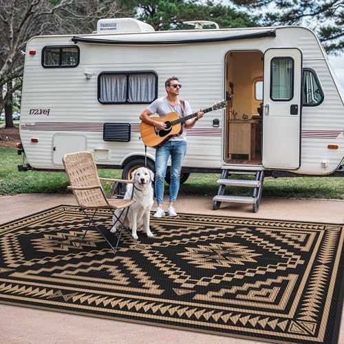 GENIMO Outdoor Rug, Waterproof Plastic Rugs for Patio, 8'x10' Dark Brown - Image 5