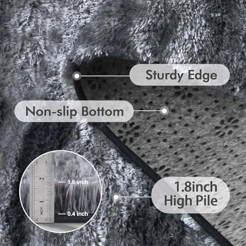 5x7 Ft Large Shag Rugs for Bedroom Living Room for Men Boys, Tie Dyed Ultra Soft Fluffy Furry Area Rug for Indoor Floor, Aesthetic Carpet for Home Decor (Grey) - Image 5