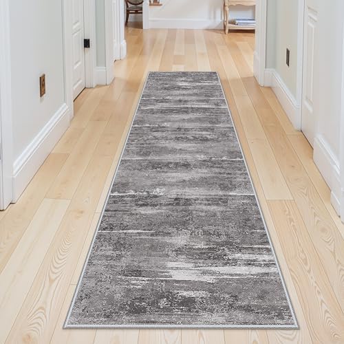 Hallway Runner Rug 2x8 Washable: Kitchen Entryway Carpet with Non Slip Backing Indoor Ultra-Soft Foldable Rugs for Laundry Bedroom Modern Abstract Floor Mat for Bathroom 2x8 Black - Image 2