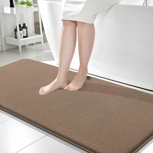 OLANLY Memory Foam Bathroom Runner Rugs 59x24, Absorbent Long Mat, Mocha by OLANLY