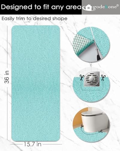 godehone Shower Mats Non Slip Without Suction Cups, PVC Loofah Bathroom Mats, Loofah Mats for Shower and Bathroom, Quick Drying, 15.7× 36 Inch, Light Green - Image 2