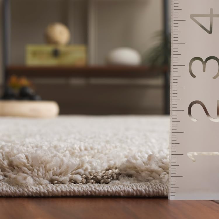 SAFAVIEH Florida Shag Accent Rug 2'3"x4', Soft Cream & Beige SG471-1113 - Image 2