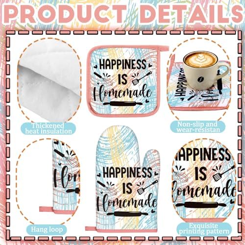 Fourluoo 10 Pcs Kitchen Towels Rugs Pot Holders Oven Mitts Cooking Set - Image 5