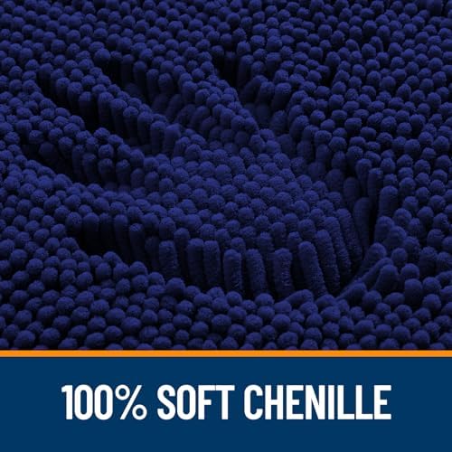 OLANLY Chenille Bathroom Rugs Sets 3 Piece, 30"x20"+24"x16"+24"x20", Navy - Image 2