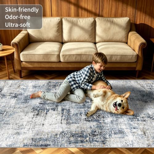 3x20 Long Hallway Runner Rug Non-Slip Washable Rugs Midnight Sky - Image 6
