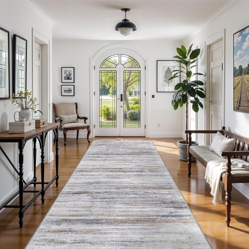 4x9 Wide Washable Runner Rug: Easy-to-Clean Runners Beige Grey - Image 2