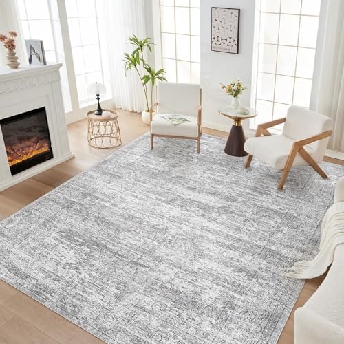DMOYEST Area Rug Living Room Rugs - 8x10 Abstract Large Soft Indoor Washable Rug Neutral Modern Low Pile Carpet for Bedroom Dining Room Farmhouse Home Office - Vintage Grey by DMOYEST