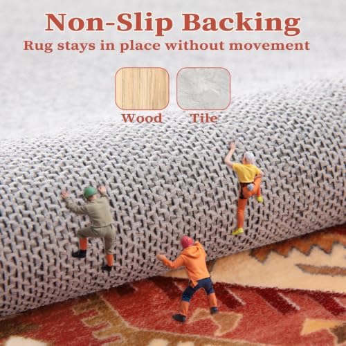 SERISSA 3x5 Washable Non Slip Boho Area Rug for Bedroom，Red - Image 5