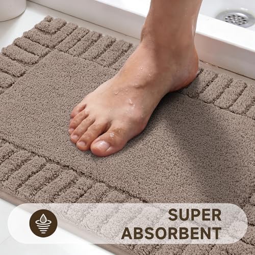 Pauwer Bathroom Rugs Set 5 Piece, Microfiber Bath Mat Set, Coffee - Image 4